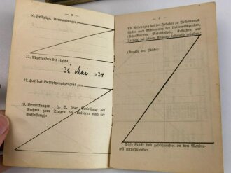 Reichsmarine Militärpaß, ausgestellt 1.März 1934 bei 2.Kompanie Marineartillerieabteilung