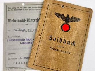 Soldbuch Heer, ausgestellt  28.August 1939 bei Feldgendarmerie Abteilung - mot - 591