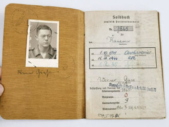 Soldbuch Heer, ausgestellt  31.Mai 1944 bei "Stammbattr. le. Art.Ers. u. Ausb. Abt. ( mot) 75