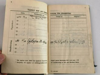 Schweden " Inskrivningsbok" eines Infanteristen, eingestellt 1935