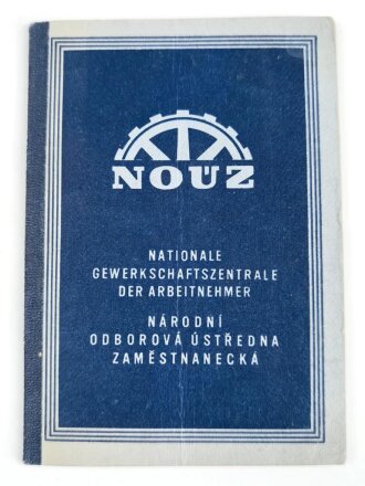 Tschechoslowakei Ausweis " Nationale Gewerkschaftszentrale der Arbeitnehmer"  ausgestellt 1942