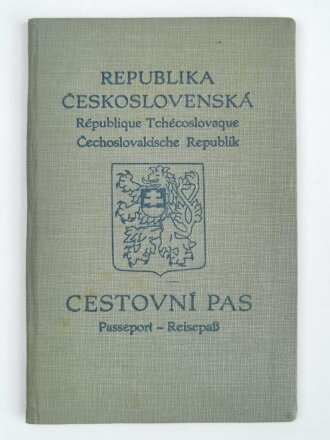 Tschechoslowakei , Reisepaß ausgestellt 1937