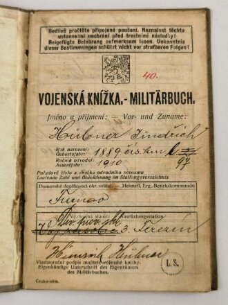 Tschechoslowakei  "Militärbuch"