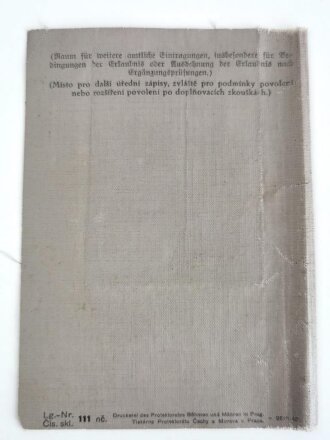 Protektorat Böhmen und Mähren " Führerschein" ausgestellt Königgrätz 1940