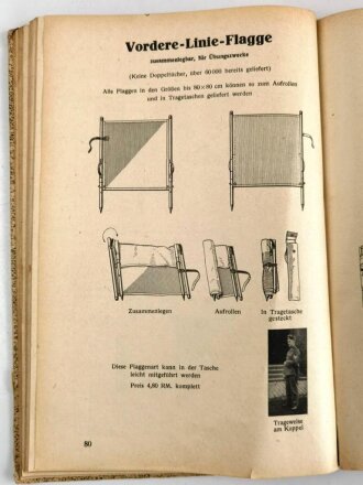 "Fordere Linie Flagge" zusammenlagbar, für Übungszwecke. Guter Zustand, die Abbildung ist aus dem Bestellkatalog der " A.Pinnecke KG Braunschweig