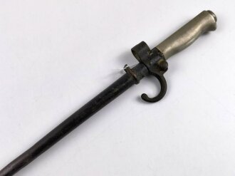 Frankreich 1.Weltkrieg, Seitengewehr Lebel Modell 1886 mit Haken, Griff Aluminium, sogenanntes" Rosalie", ungereinigt