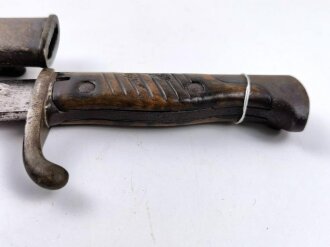 1.Weltkrieg, Seitengewehr M98/05 mit preussischer Abnahme von 1915 , Hersteller Weyersberg Solingen. Ungereinigtes Stück