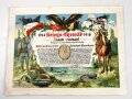 Großformatiges Gedenkblatt " Kriegs Chronik 1914-1918" eines Dragoner im Kavallerie Schützen Regiment 89. Guter Gesamtzustand, maße 37 x 49cm