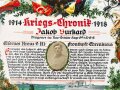 Großformatiges Gedenkblatt " Kriegs Chronik 1914-1918" eines Dragoner im Kavallerie Schützen Regiment 89. Guter Gesamtzustand, maße 37 x 49cm