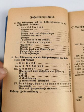 Ausbildungsvorschrift für die Infanterie Heft II Die Schützenkompanie Teil b, 1936, 42 Seiten, DIN A6, gebraucht mit Merblättern