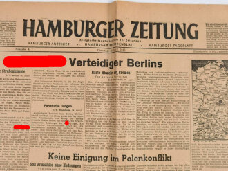 Hamburger Zeitung, Nr 95 Ausgabe A vom 24. April 1945,...