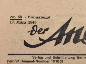 Der Angriff vereinigt mit Berliner Illustrierte Nachtausgabe, Nr. 65 vom 17. März 1945 "Ausweitung der Schlachten in Ost und West" stark gebraucht