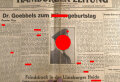 Hamburger Zeitung, Nr 92 vom 20. April 1945, " Dr. Goebbels zum Führergeburtstag" 1 Seite