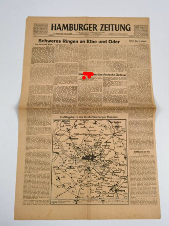 Hamburger Zeitung, Nr 89 vom 17. April 1945, "Schweres Ringen an Elbe und Oder" 1 Seite