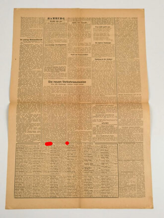 Hamburger Zeitung, Nr 98 vom 27. April 1945, "Wachsame Abwehr an der Unterelbe" 1 Seite