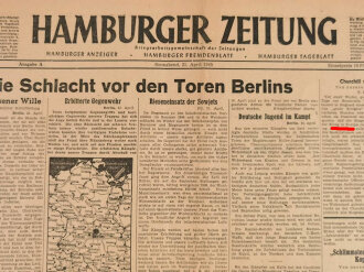 Hamburger Zeitung, Nr 93 vom 21. April 1945, "Die...