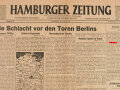 Hamburger Zeitung, Nr 93 vom 21. April 1945, "Die Schlacht vor den Toren Berlins" 1 Seite