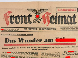 Front und Heimat Sonderausgabe, die deutsche Soldatenzeitung, "Das Wunder am Führer", 1 Blatt