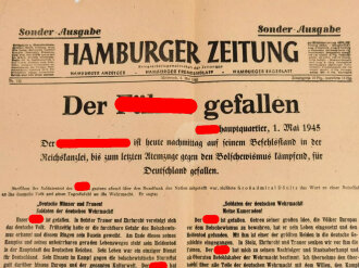 Hamburger Zeitung, Sonder Ausgabe, datiert 1. Mai 1945,...