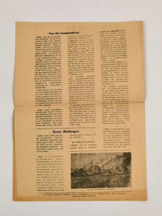 Polarkreis Nachtausgabe, Deutsches Soldatenblatt in Nordland, 17. Juni 1944, "Südengland und London mit neuartigen Sprengkörpern belegt"