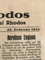 Wacht auf Rhodos, Deutsche Soldatenzeitung für die Insel Rhodos, 22. Februar 1944, "Schwere Häuserkämpfe in Kriwoy-Rog" 1 Blatt