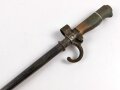 Frankreich 1.Weltkrieg, Seitengewehr Lebel Modell 1886 mit Haken, Griff Aluminium, sogenanntes" Rosalie", ungereinigt