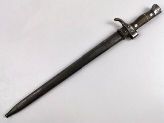 Frankreich, Seitengewehr Mousqueton Berthier Modell 1892, 2.Typ, mit Holzgriffschalen und gekürzter Parierstange