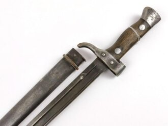 Frankreich, Seitengewehr Mousqueton Berthier Modell 1892, 2.Typ, mit Holzgriffschalen und gekürzter Parierstange