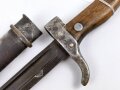 Frankreich, Seitengewehr Mousqueton Berthier Modell 1892, 2.Typ, mit Holzgriffschalen und gekürzter Parierstange