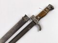 Frankreich, Seitengewehr Mousqueton Berthier Modell 1892, 2.Typ, mit Holzgriffschalen und gekürzter Parierstange