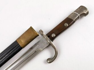 Brasilien, Seitengewehr für Mauser Gewehr Modell 1908, Scheide mit Messingbeschlägen . Nummerngleiches Stück