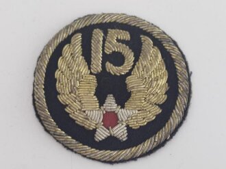 U.S. WWII , 15th Army Air Force hand embroidered Bullion patch 67mm