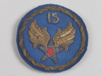 U.S. WWII , 15th Army Air Force hand embroidered Bullion patch 70mm