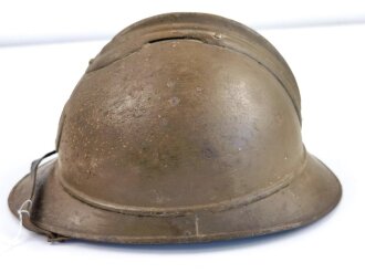 Frankreich 1.Weltkrieg, Stahlhelm Modell " Adrian " für Kolonialtruppen. Originallack, ungereinigtes Stück