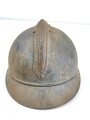 Frankreich 1.Weltkrieg, Stahlhelm Modell "Adrian" für Pioniere. das Messingblech wurde nach Ende des 2.Weltkrieg angebracht. Ungereinigtes Stück