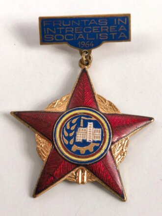 Rumänien, emailliertes Abzeichen "Fruntas in intrecerea socialista 1964"