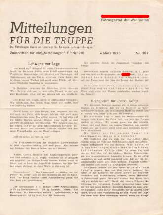 Mitteilungen für die Truppe Nr. 397, datiert März 1945, A4