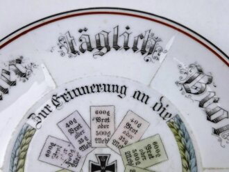 1.Weltkrieg, patriotische Porzellanplatte " zur Erinnerung an die Kriegsjahre 1914-1915" Durchmesser 27cm. Ungereinigt, Altersspuren