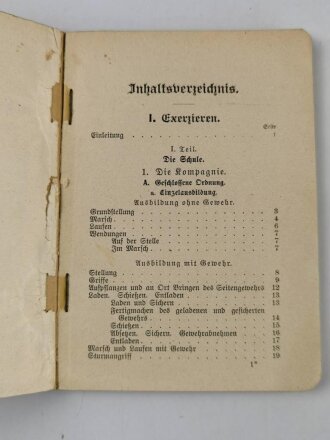 1.Weltkrieg "Die Ausbildung des Infanteristen" datiert 1915, 149 Seiten, DIN A6