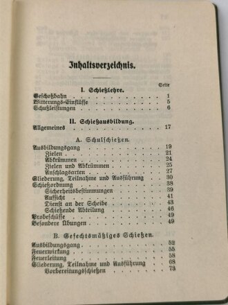 D.V.E. Nr. 240 "Schießvorschrift für die Infanterie" datiert 1909, 167 Seiten, DIN A6