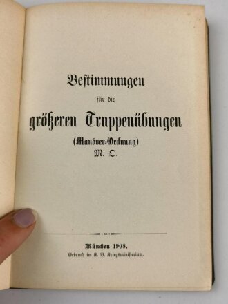 D.V. 80 "Bestimmungen für die größeren Truppnübungen - Manöver Ordnung" datiert 1908, 60 Seiten, DIN A6