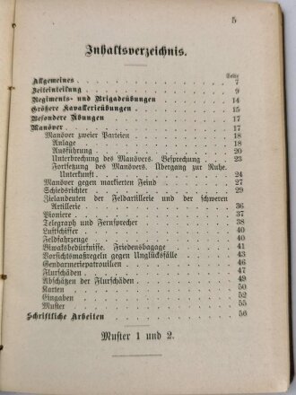 D.V. 80 "Bestimmungen für die größeren Truppnübungen - Manöver Ordnung" datiert 1908, 60 Seiten, DIN A6