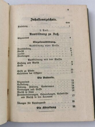 D.V.E. Nr. 414 "Erxerzier-Reglement für die Feldartillerie" datiert 1907, 248 Seiten, DIN A6