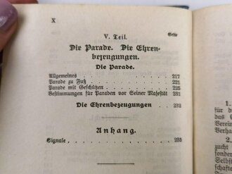 D.V.E. Nr. 414 "Erxerzier-Reglement für die Feldartillerie" datiert 1907, 248 Seiten, DIN A6