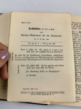 D.V.E. Nr. 130 "Exerzier-Reglement für die Infanterie" datiert 1906, 198 Seiten, DIN A6