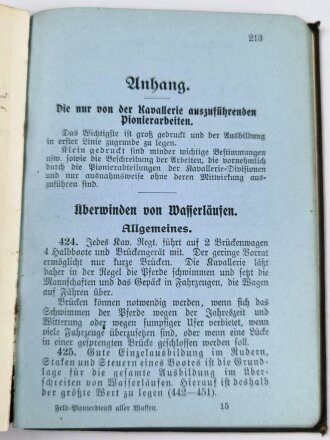 D.V.E. Nr. 275 "Feld-Pionierdienst aller Waffen" datiert 1911, 316 Seiten, DIN A6