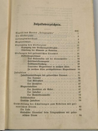 "Leitfaden für den theoretischen Unterricht bei den Telegraphentruppen" datiert 1909, 128 Seiten, DIN A5