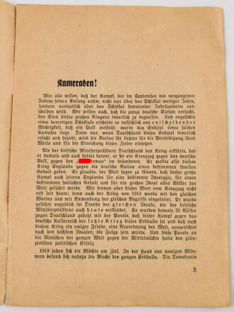 "Der geschichtliche Sinn unseres Kampfes" Rede von Reichsleiter Rosenberg vor Soldaten der Westfront (16. April 1940), 19 Seiten, DIN A5