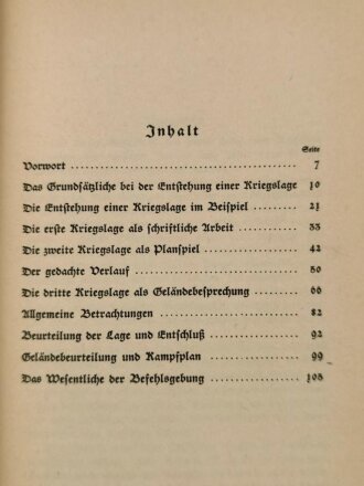 "Anlage und Leitung taktischer Spiele" 332 Seiten, datiert 1939,  DIN A5