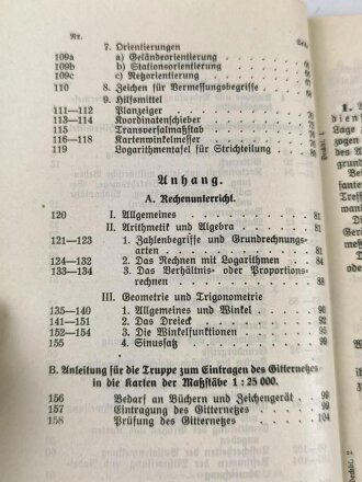 H. Dv. 141/1 "Truppenvermessungsdienst" Heft 1, 105 Seiten, datiert 1938, DIN A6